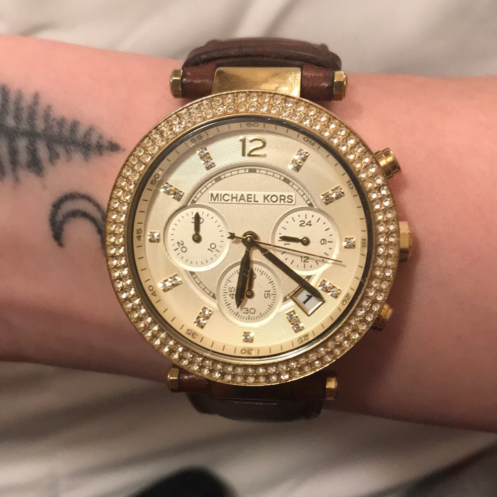 Michael Kors Leather Strap Watch - Picture 1 of 3